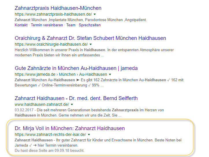 Suchmaschinenoptimierung Zahnärzte